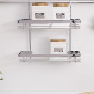 İkili Baharatlık Büyük Raflı Krom