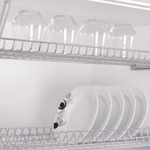 Plastik Damlalıklı Tabaklık - Bardaklık Seti Krom