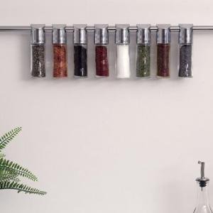 8 Li Şeffaf Baharatlık Seti Krom